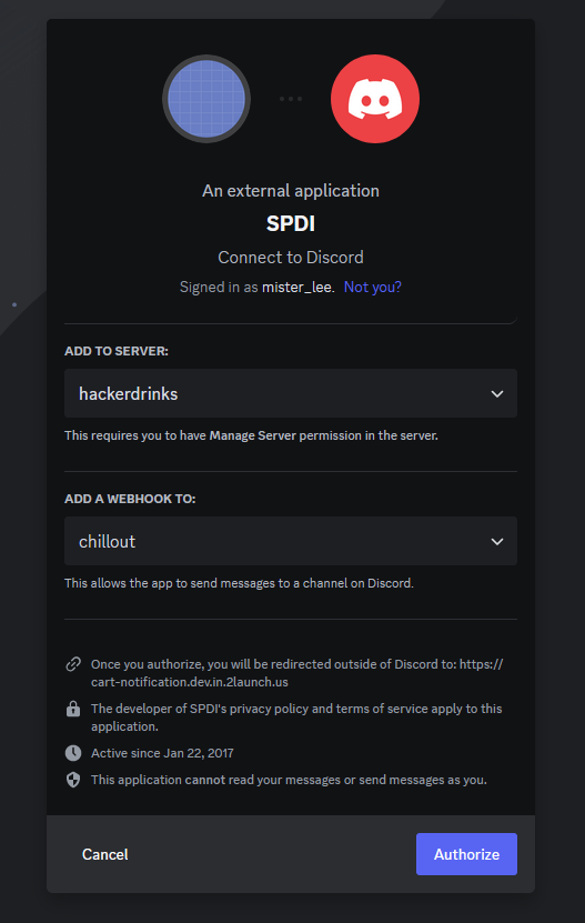 Discord OAuth Screen